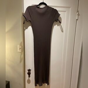 Helmut Lang Brown Ribbed Maxi Dress